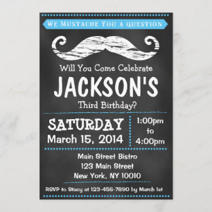 Invitation de fête d'anniversaire de moustache de