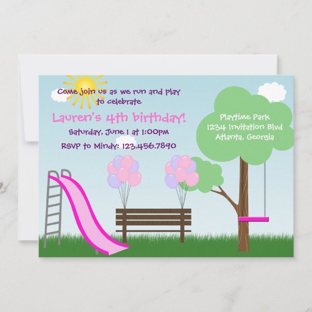 Invitation de fête d'anniversaire de parc (Devant)