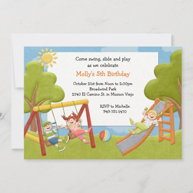 Invitation de fête d'anniversaire de parc (Devant)