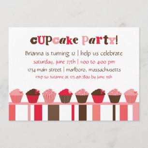Invitation de fête d'anniversaire de petit gâteau