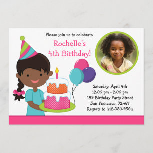 Invitation de fête d'anniversaire de petite fille