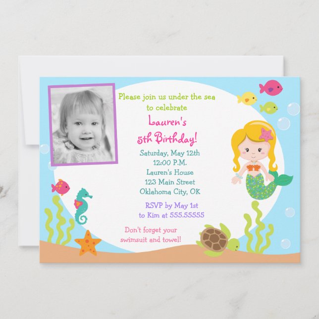 Invitation de fête d'anniversaire de photo de (Devant)