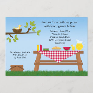 Invitation de fête d'anniversaire de pique-nique