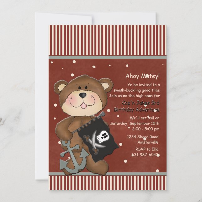 Invitation de fête d'anniversaire de pirate de (Devant)