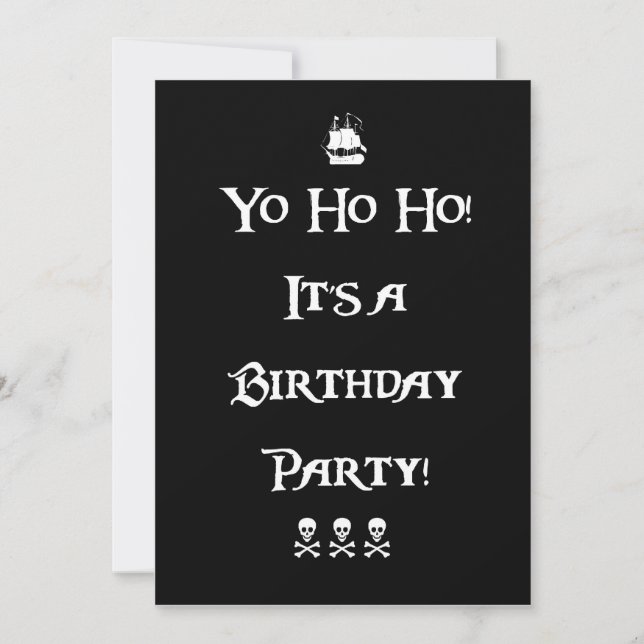 Invitation de fête d'anniversaire de pirate de Yo (Devant)