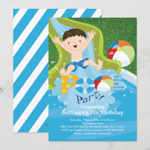 Invitation de fête d'anniversaire de piscine de
