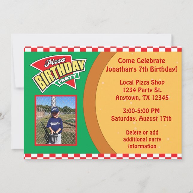 Invitation de fête d'anniversaire de pizza avec la (Devant)