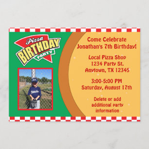 Invitation de fête d'anniversaire de pizza avec la