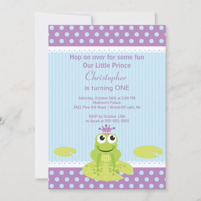 Invitation de fête d'anniversaire de prince de (Devant)