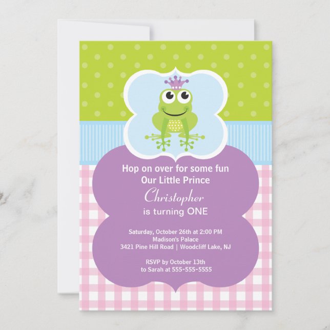 Invitation de fête d'anniversaire de prince de (Devant)