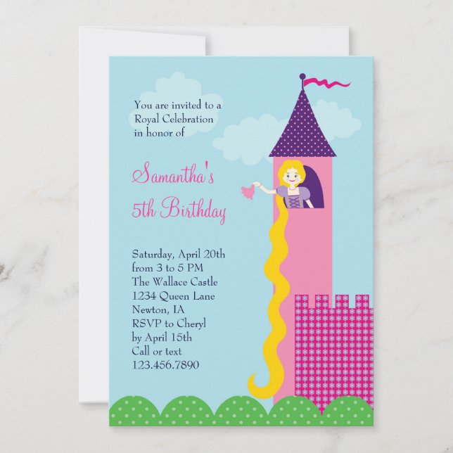 Invitation de fête d'anniversaire de princesse (Devant)