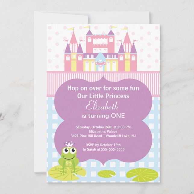Invitation de fête d'anniversaire de princesse de (Devant)