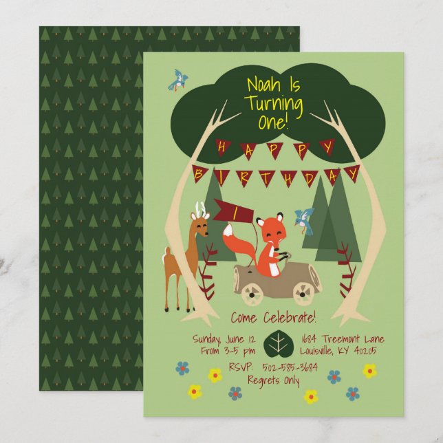 Invitation de fête d'anniversaire de régions (Devant / Derrière)