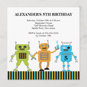 Invitation de fête d'anniversaire de robots