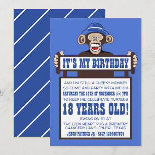 Invitation de fête d'anniversaire de singe Cheeky