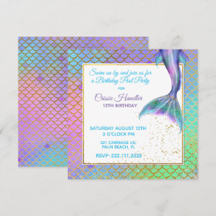 Invitation de fête d'anniversaire de sirène