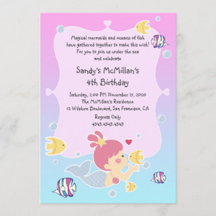 Invitation de fête d'anniversaire de sirène