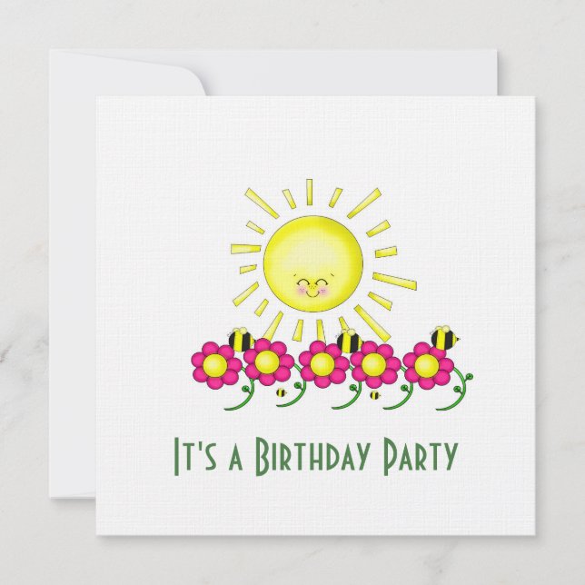 Invitation de fête d'anniversaire de soleil (Devant)