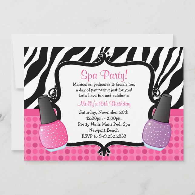 Invitation de fête d'anniversaire de spa (Devant)