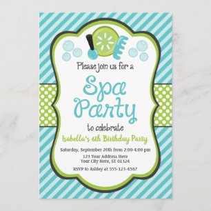Invitation de fête d'anniversaire de spa avec des
