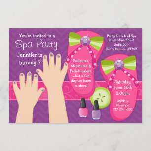 Invitation de fête d'anniversaire de spa de Mani