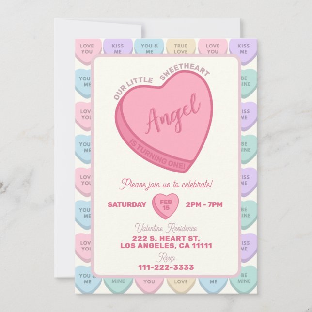 Invitation de fête d'anniversaire de Sweetheart In (Devant)