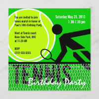 Invitation de fête d'anniversaire de tennis