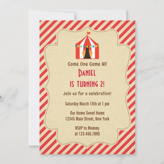 Invitation de fête d'anniversaire de tente de (Devant)