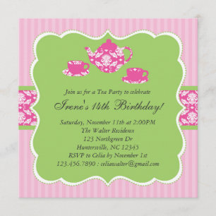 Invitation de fête d'anniversaire de théière