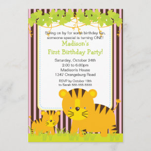 Invitation de fête d'anniversaire de tigre de bébé