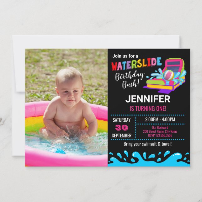Invitation de fête d'anniversaire de toboggan (Devant)