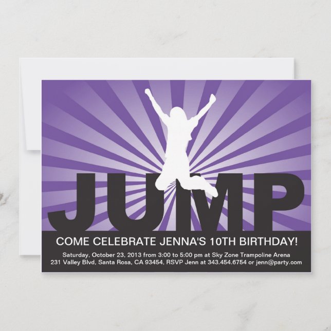 Invitation de fête d'anniversaire de trempoline (Devant)