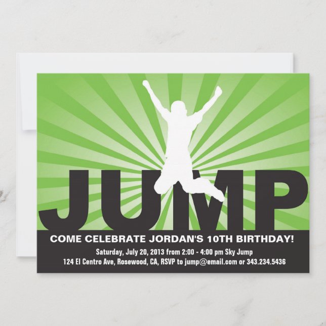 Invitation de fête d'anniversaire de trempoline (Devant)