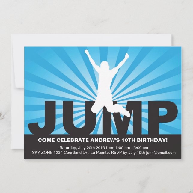Invitation de fête d'anniversaire de trempoline (Devant)