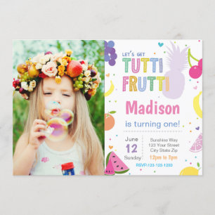Invitation de fête d'anniversaire de Tutti Frutti