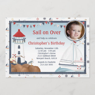 Invitation de fête d'anniversaire de voilier avec