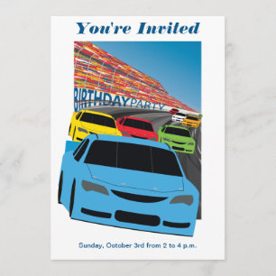 Invitation de fête d'anniversaire de voitures de