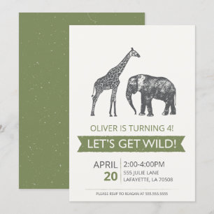 Invitation de fête d'anniversaire de Wild Safari