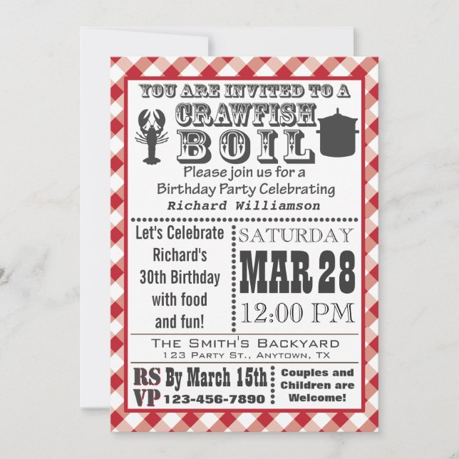Invitation de fête d'anniversaire d'ébullition (Devant)