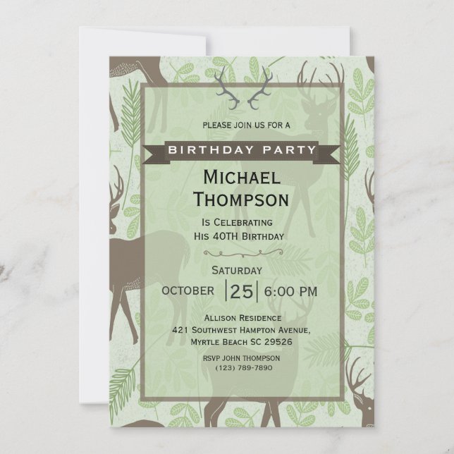Invitation de fête d'anniversaire Deer Hunter (Devant)