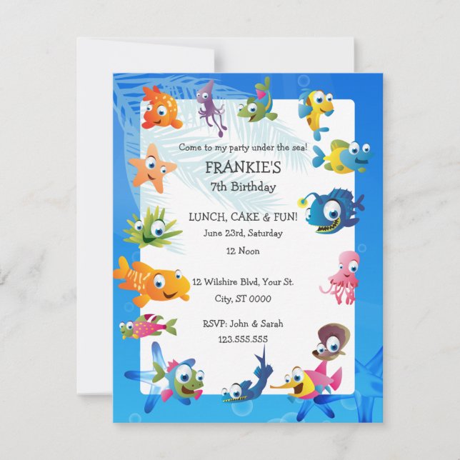 Invitation de fête d'anniversaire des enfants de (Devant)