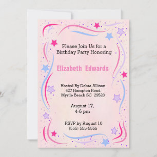 Invitation de fête d'anniversaire d'étoiles et de