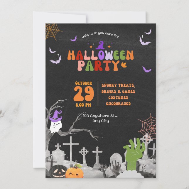 Invitation de fête d'anniversaire d'Halloween (Devant)