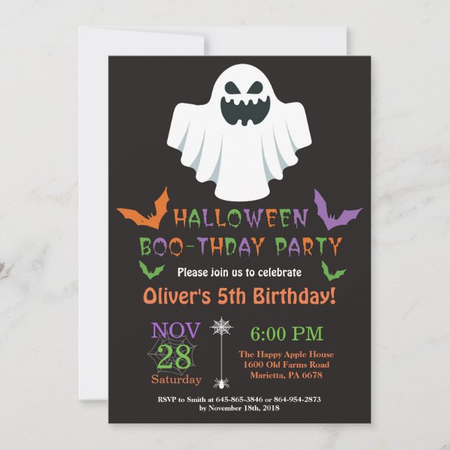 Invitation de fête d'anniversaire d'Halloween (Devant)