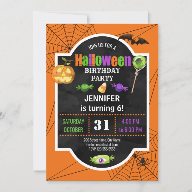 Invitation de fête d'anniversaire d'Halloween (Devant)