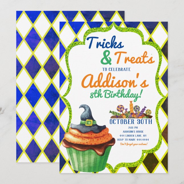Invitation de fête d'anniversaire d'Halloween (Devant / Derrière)