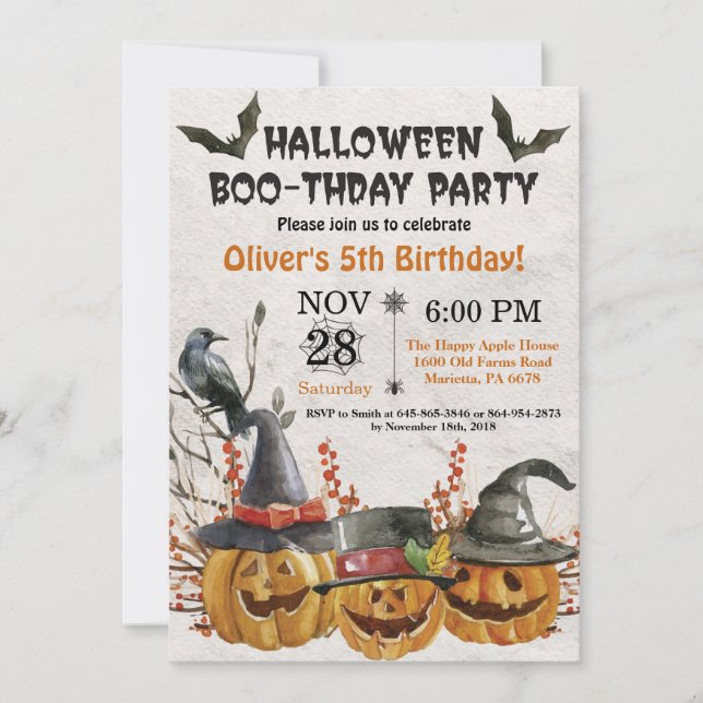 Invitation de fête d'anniversaire d'Halloween (Devant)