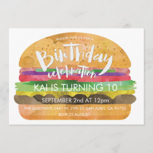 Invitation de fête d'anniversaire d'hamburger