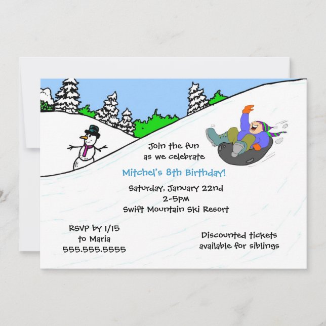 Invitation de fête d'anniversaire d'hiver de (Devant)