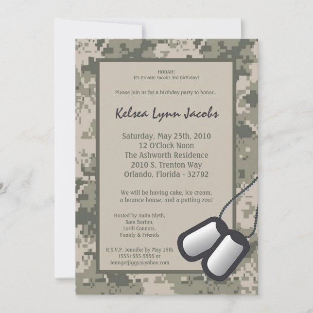 invitation de fête d'anniversaire d'impression (Devant)